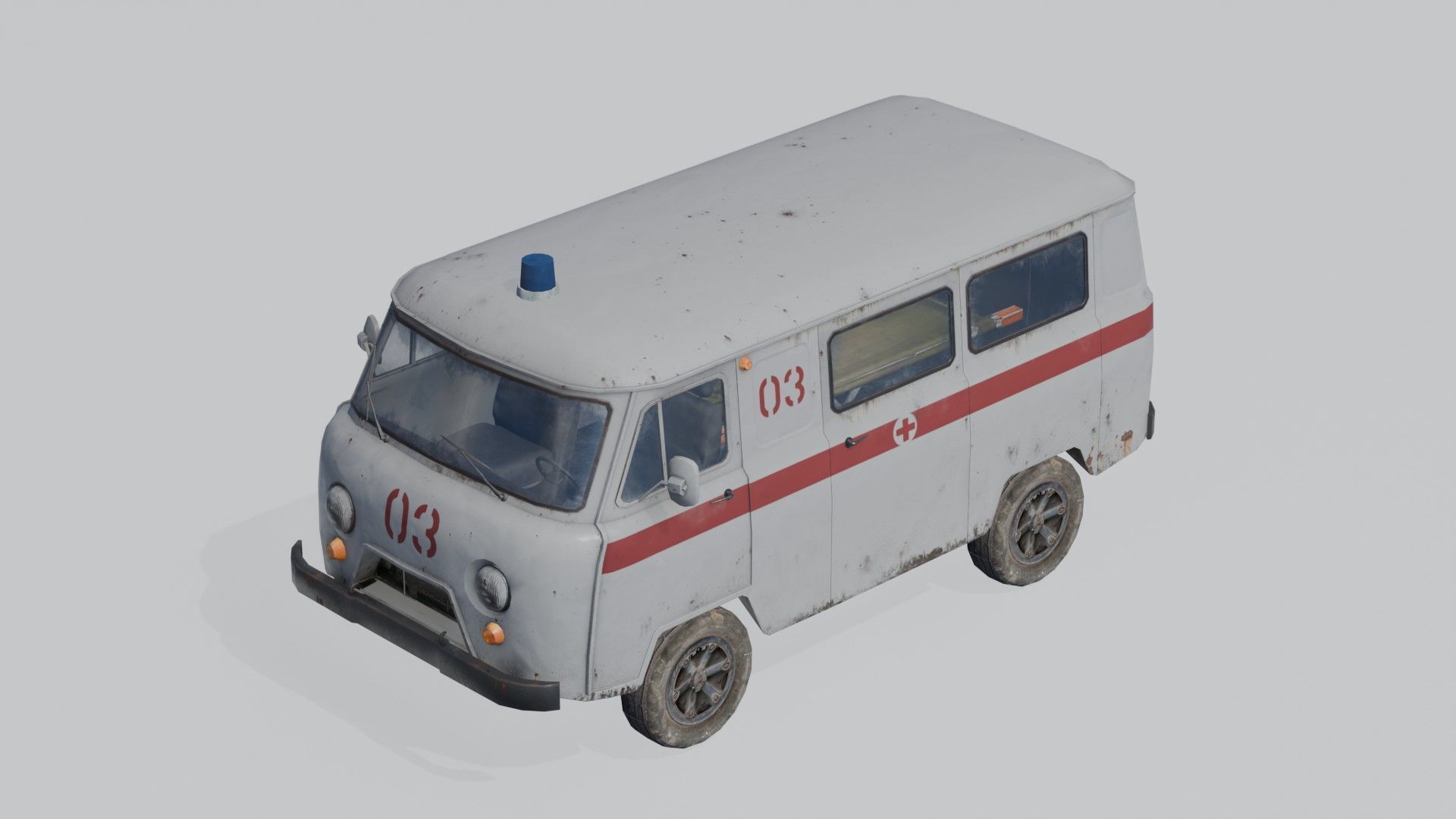 Soviet Ambulance Van Low-poly 3D model_4