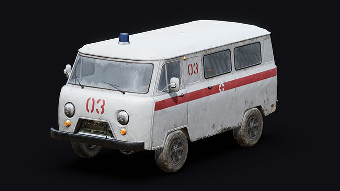 Soviet Ambulance Van Low-poly 3D model