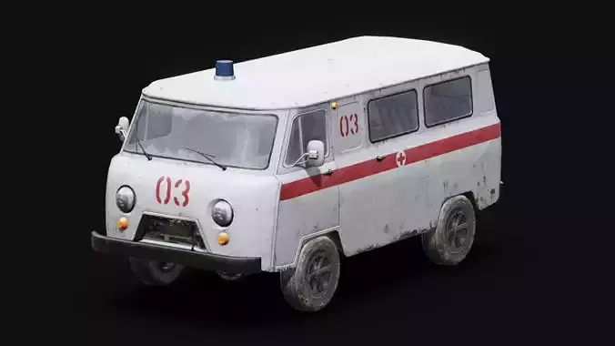 Soviet Ambulance Van Low-poly 3D model