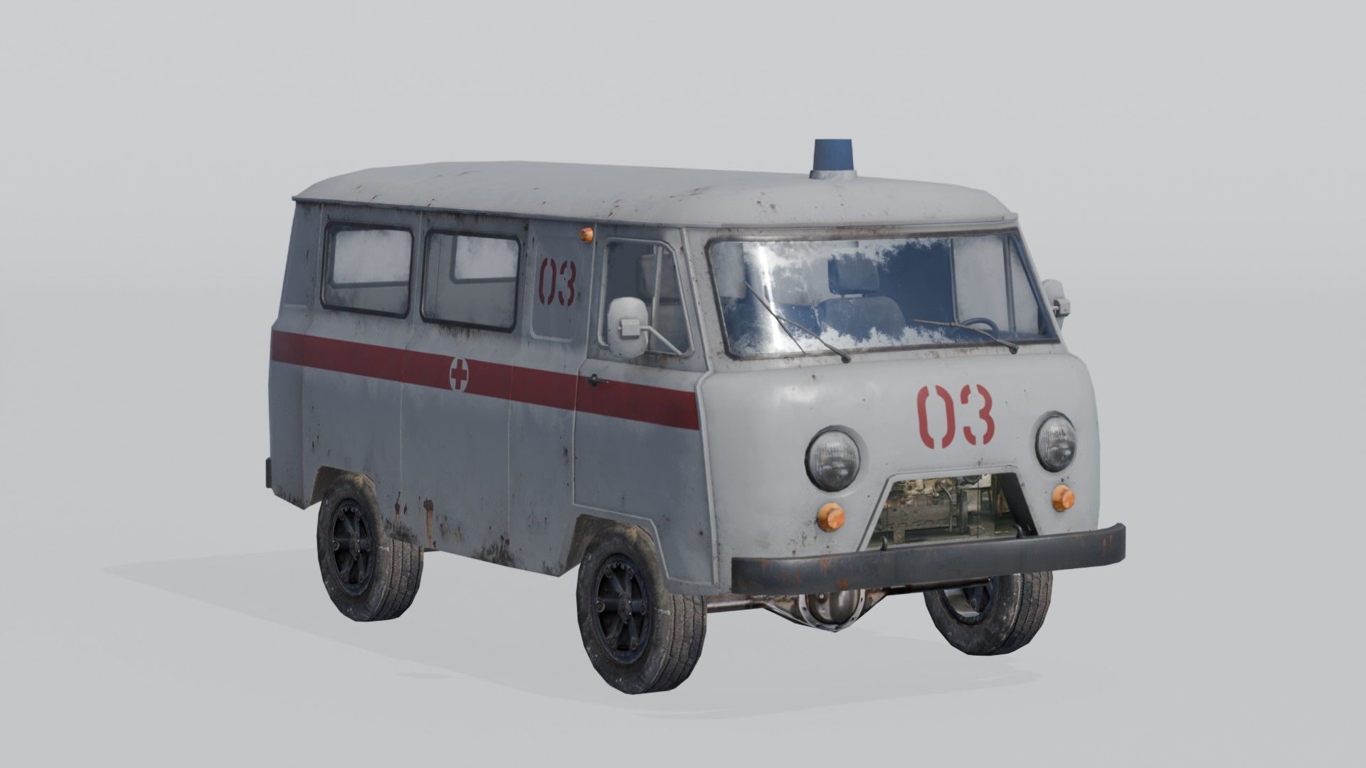 Soviet Ambulance Van Low-poly 3D model_2
