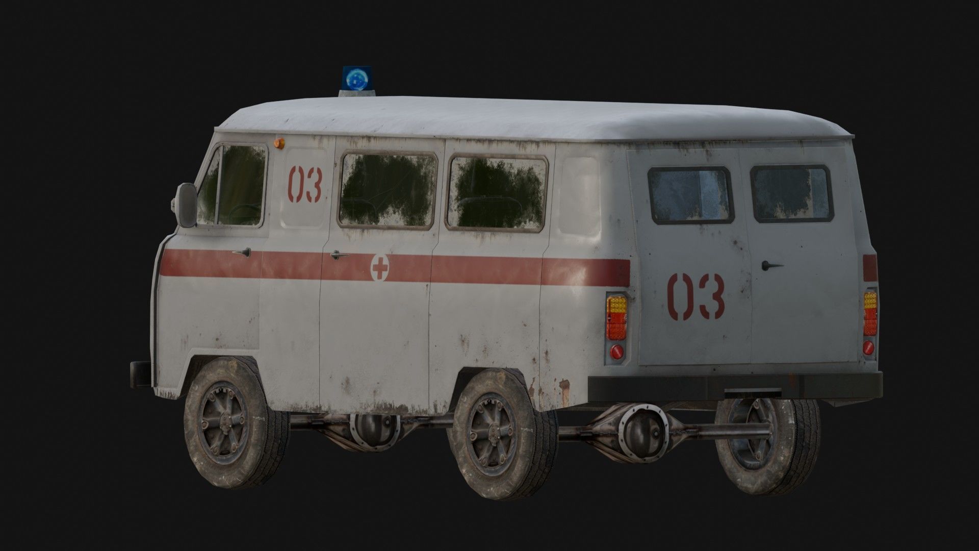 Soviet Ambulance Van Low-poly 3D model_8