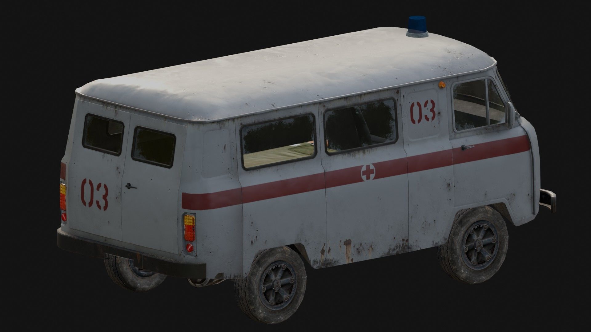 Soviet Ambulance Van Low-poly 3D model_10