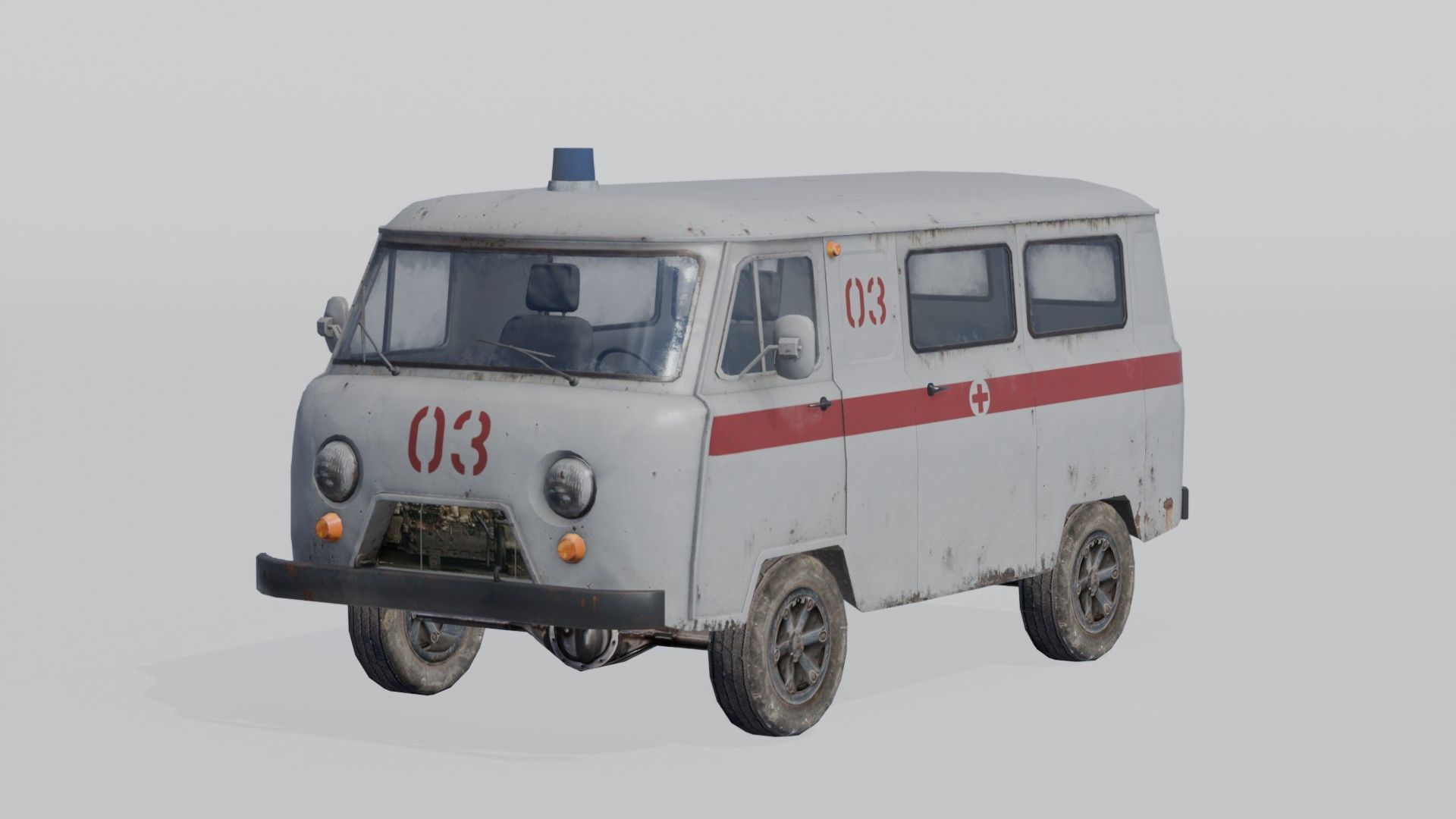 Soviet Ambulance Van Low-poly 3D model_1