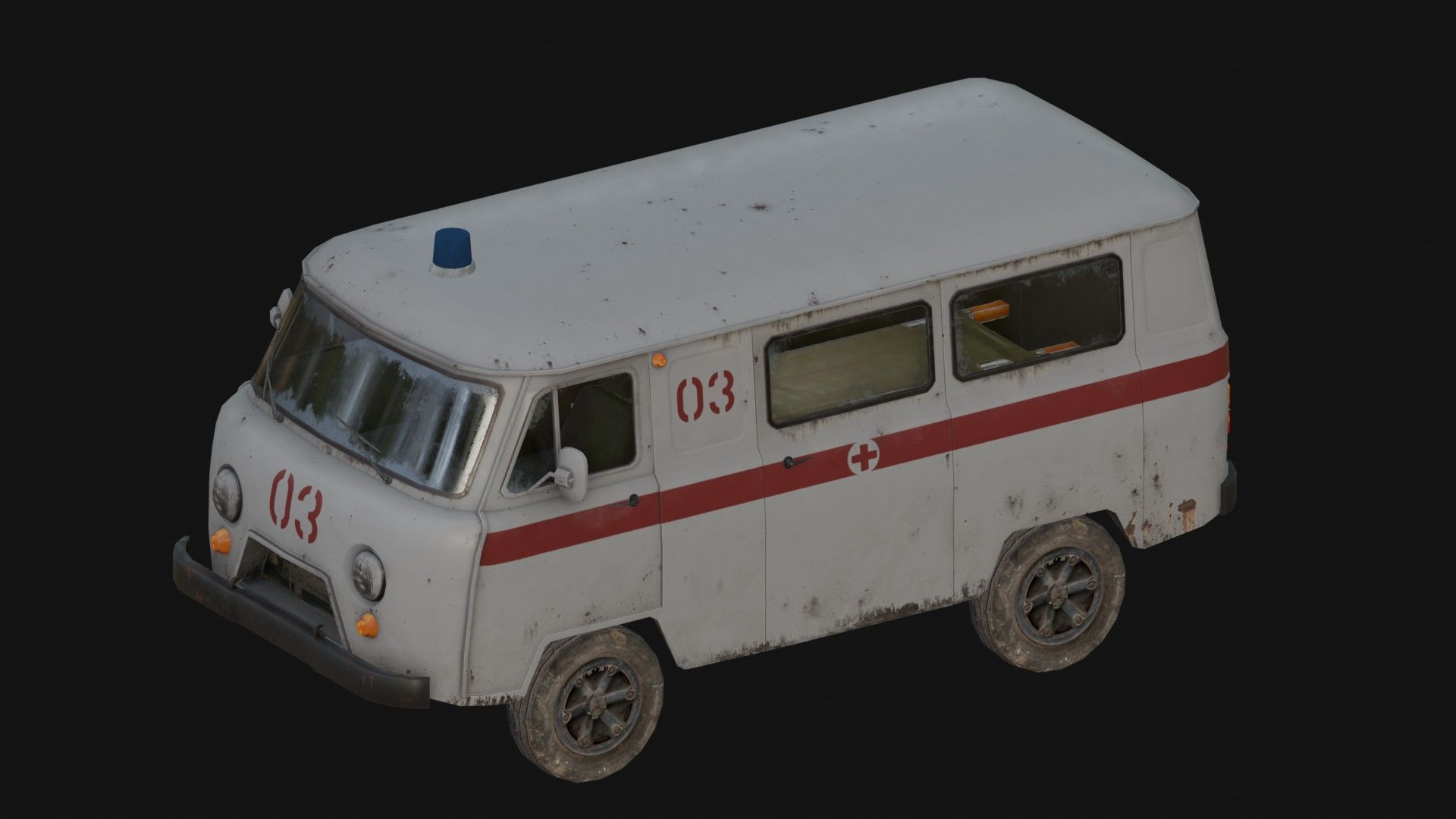 Soviet Ambulance Van Low-poly 3D model_7