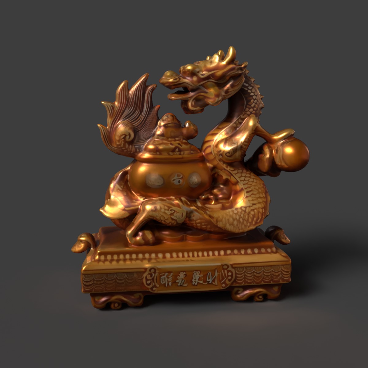 Chinese dragon money pot  Low-poly 3D model_6