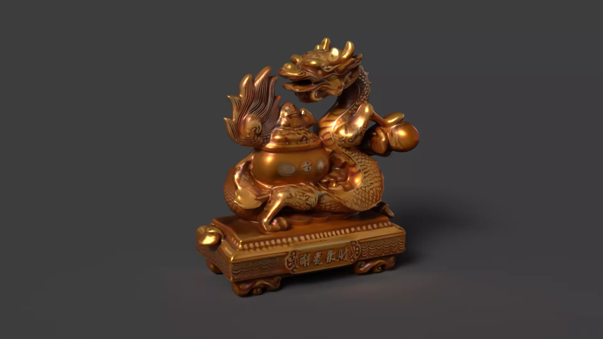 Chinese dragon money pot  Low-poly 3D model_0
