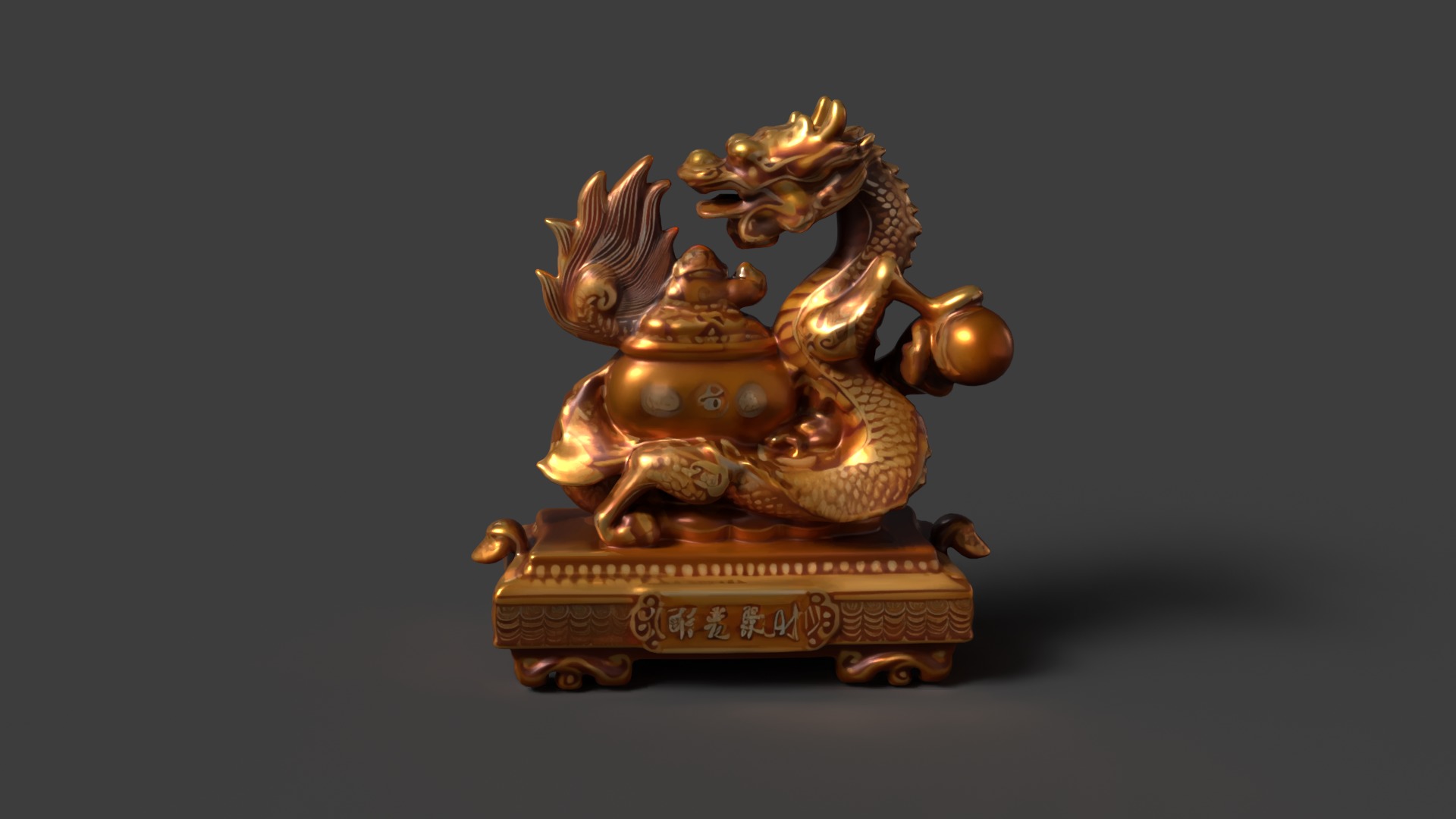 Chinese dragon money pot  Low-poly 3D model_2