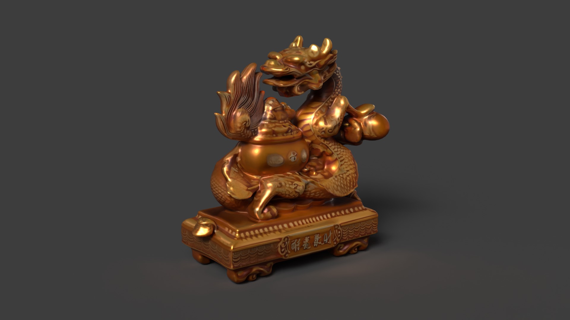 Chinese dragon money pot  Low-poly 3D model_5