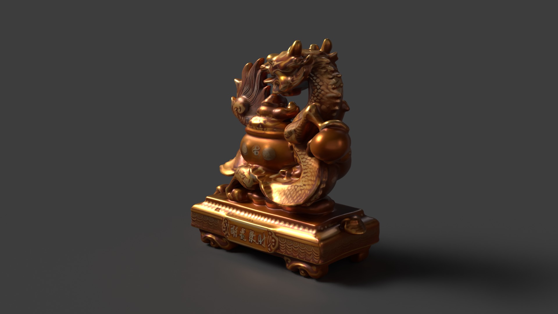 Chinese dragon money pot  Low-poly 3D model_4
