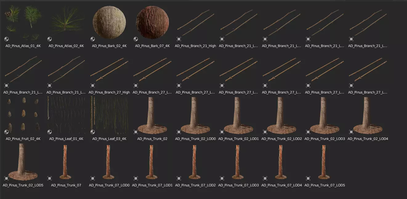 Pine Tree Pack Low-poly 3D model