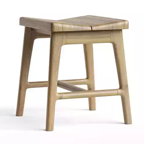 Handmade modern small oak stool 3D model