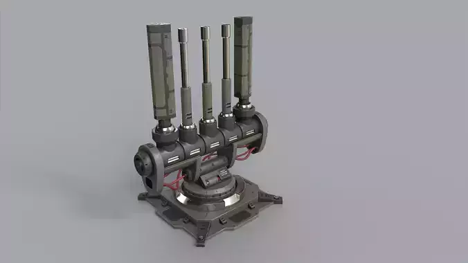 lowpoly Scifi Turret Rigged in Maya Low-poly 3D model