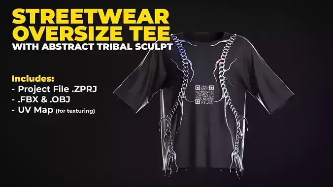 Abstract Streetwear Oversize T-Shirt Sculpt Marvelous Clo3D