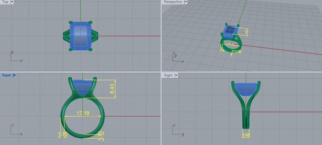 Ring emerald Model 6618 3D print model_5