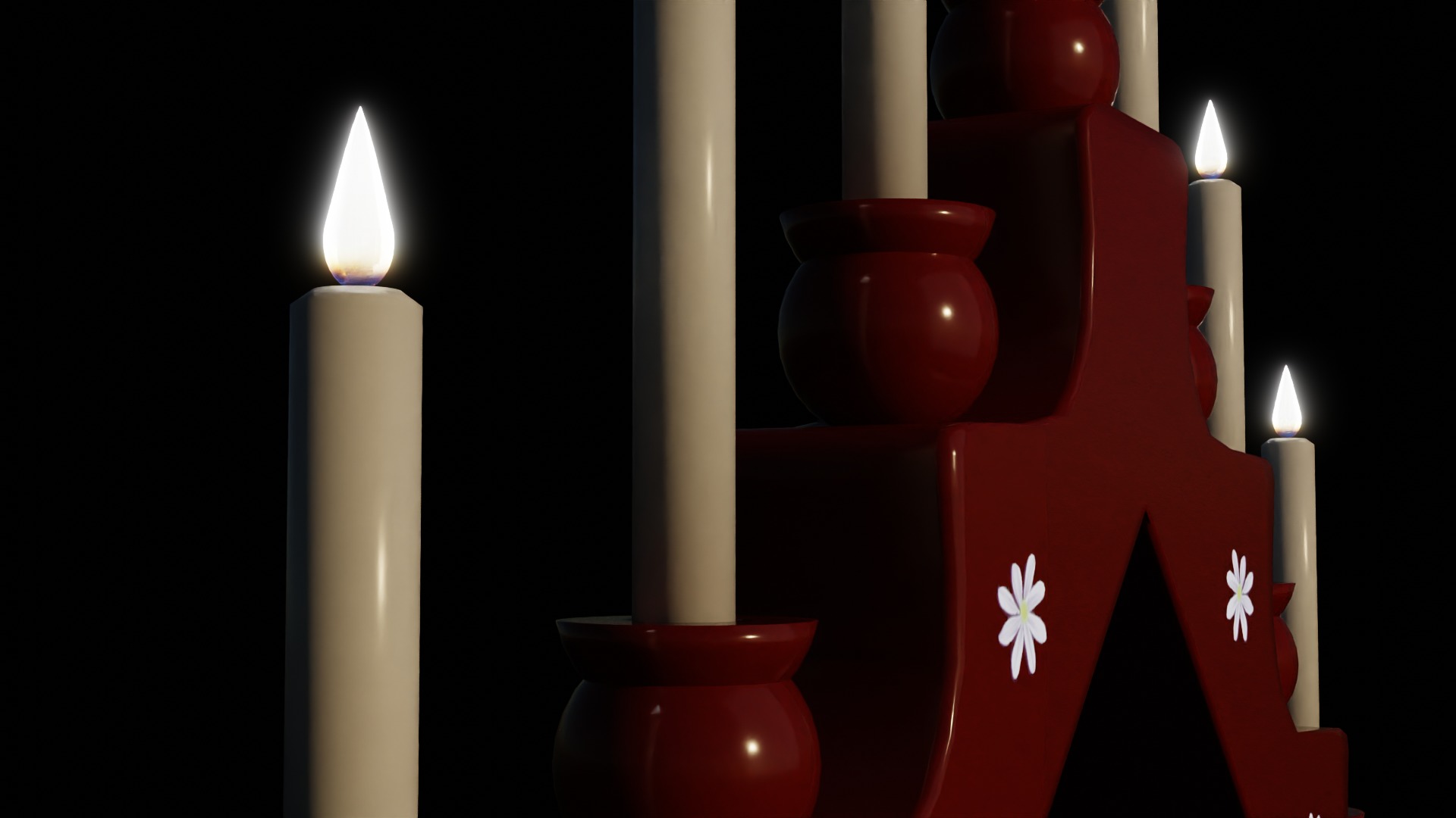 Classic Advent Candle Light 3D model_4