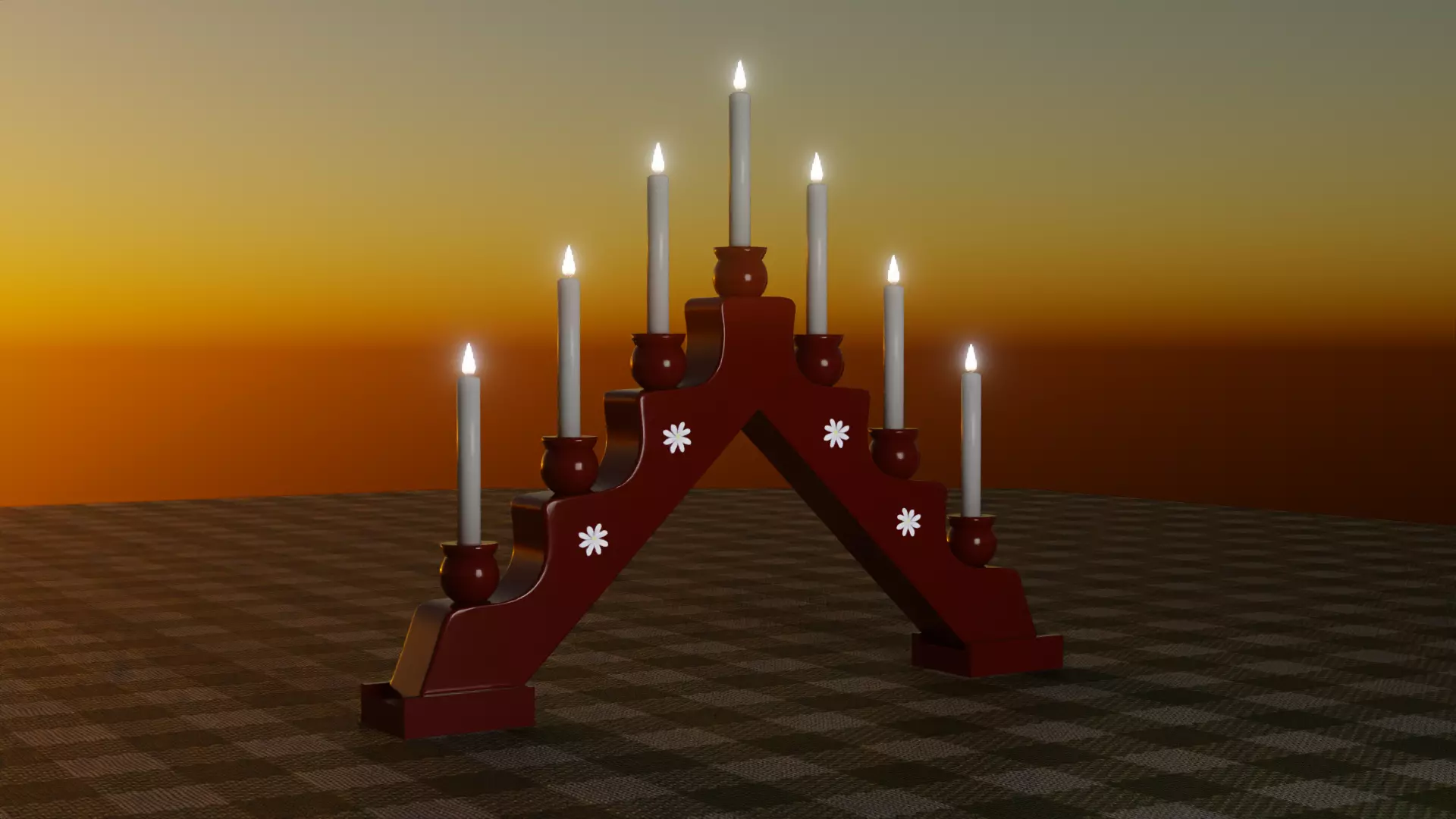 Classic Advent Candle Light 3D model_0