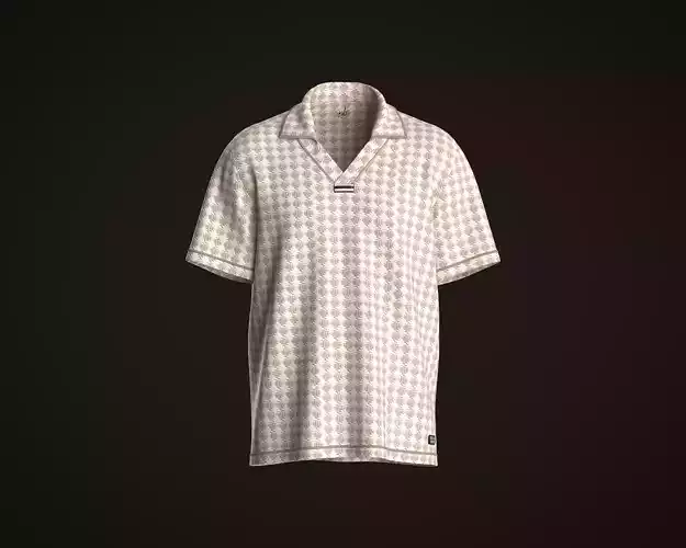 Mens johnny collar t-shirt with texture fabric