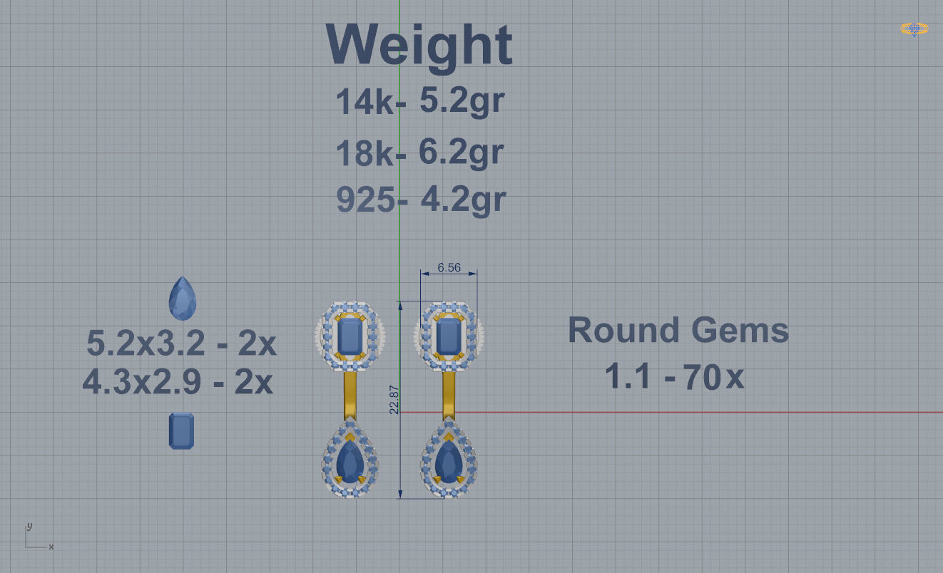 Messika Earrings 3D print model_3