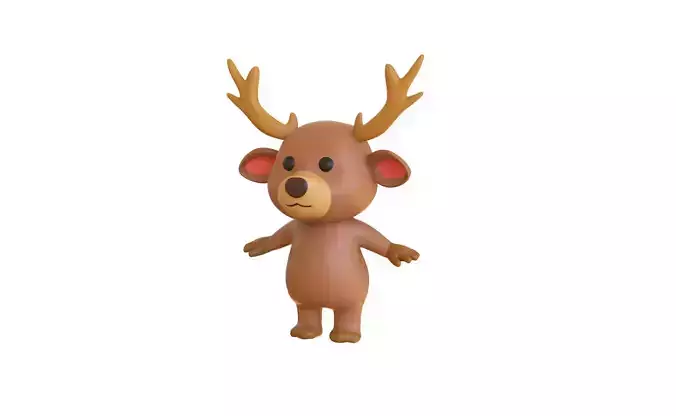 High-Quality 3D Cartoon Deer