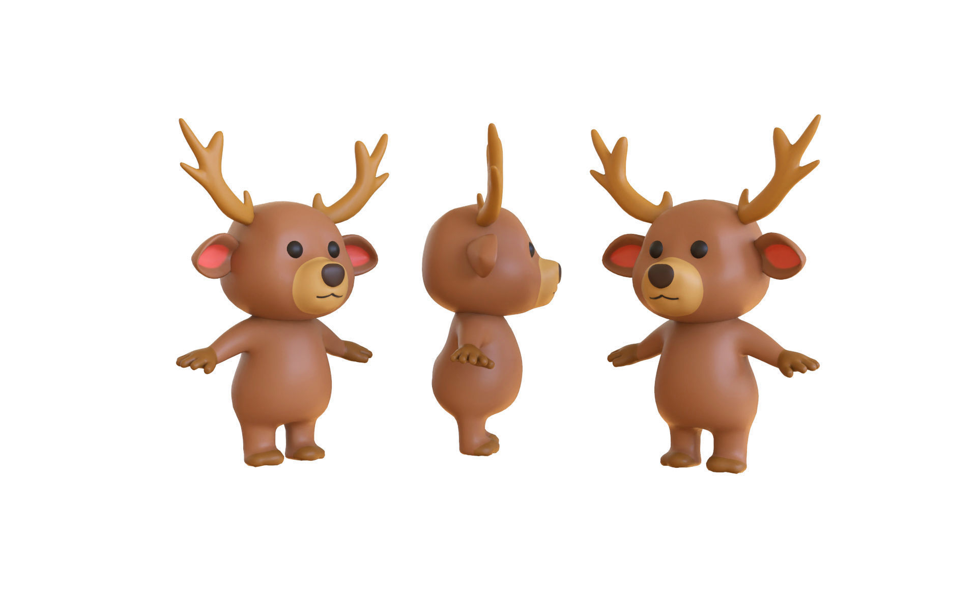 High-Quality 3D Cartoon Deer Low-poly 3D model_2