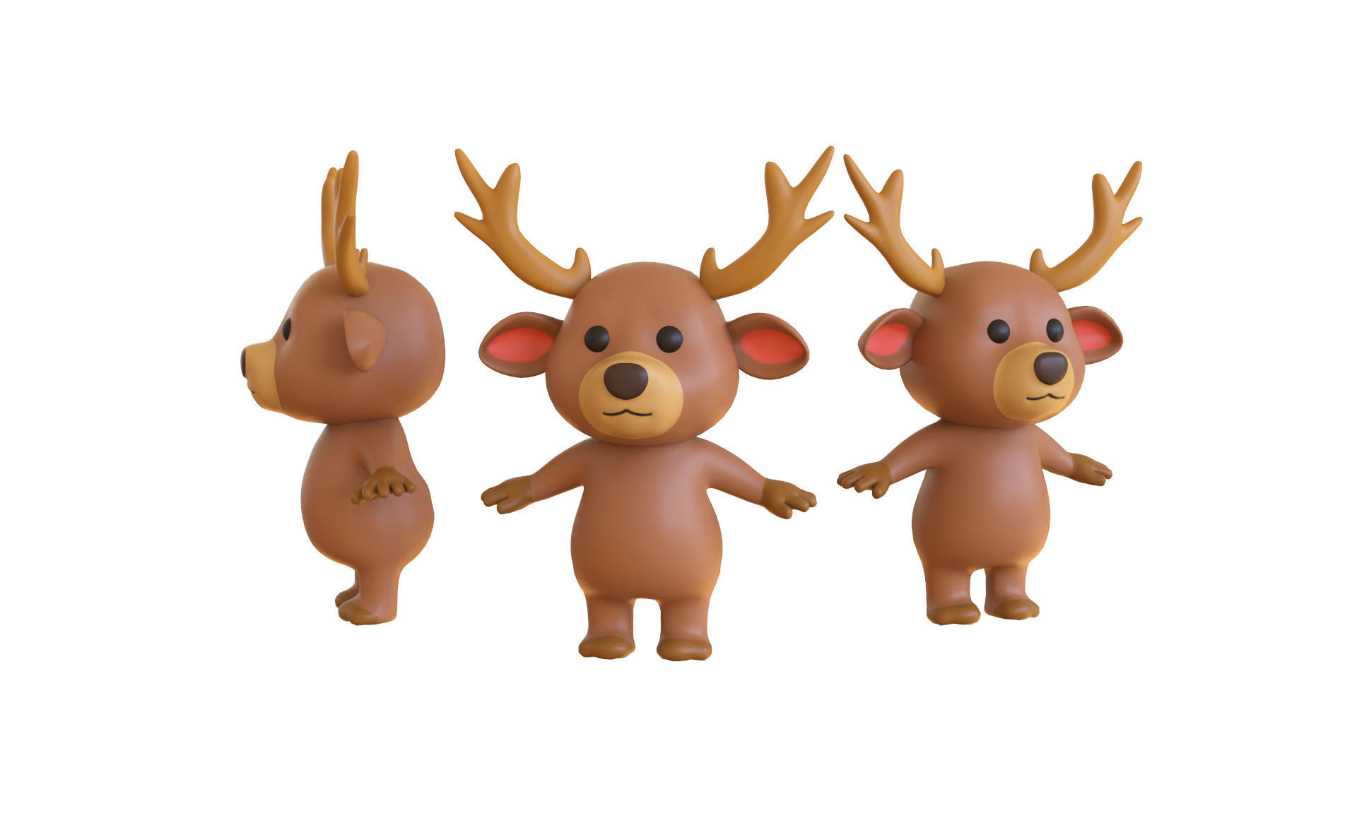 High-Quality 3D Cartoon Deer Low-poly 3D model_1