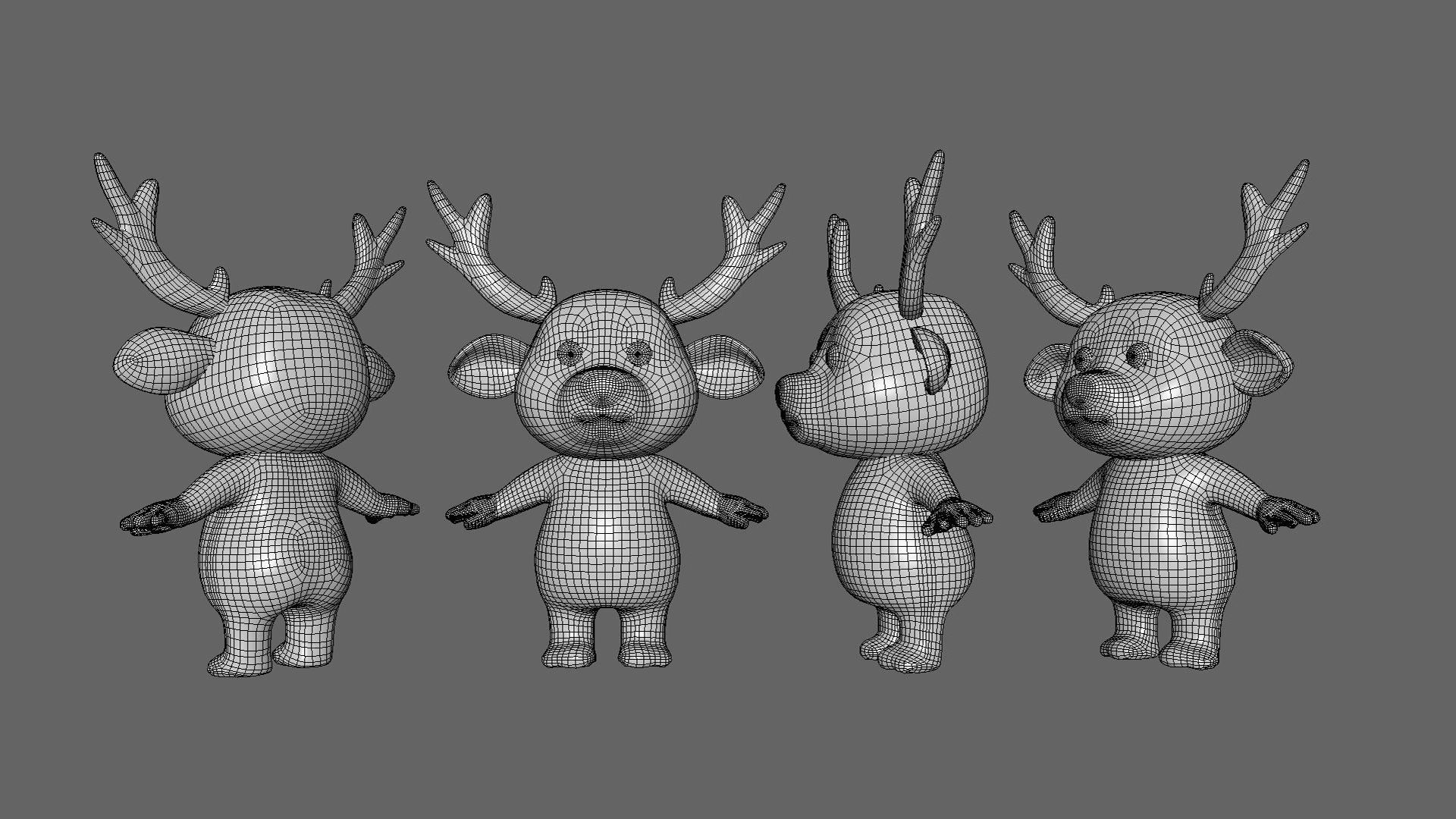 High-Quality 3D Cartoon Deer Low-poly 3D model_6