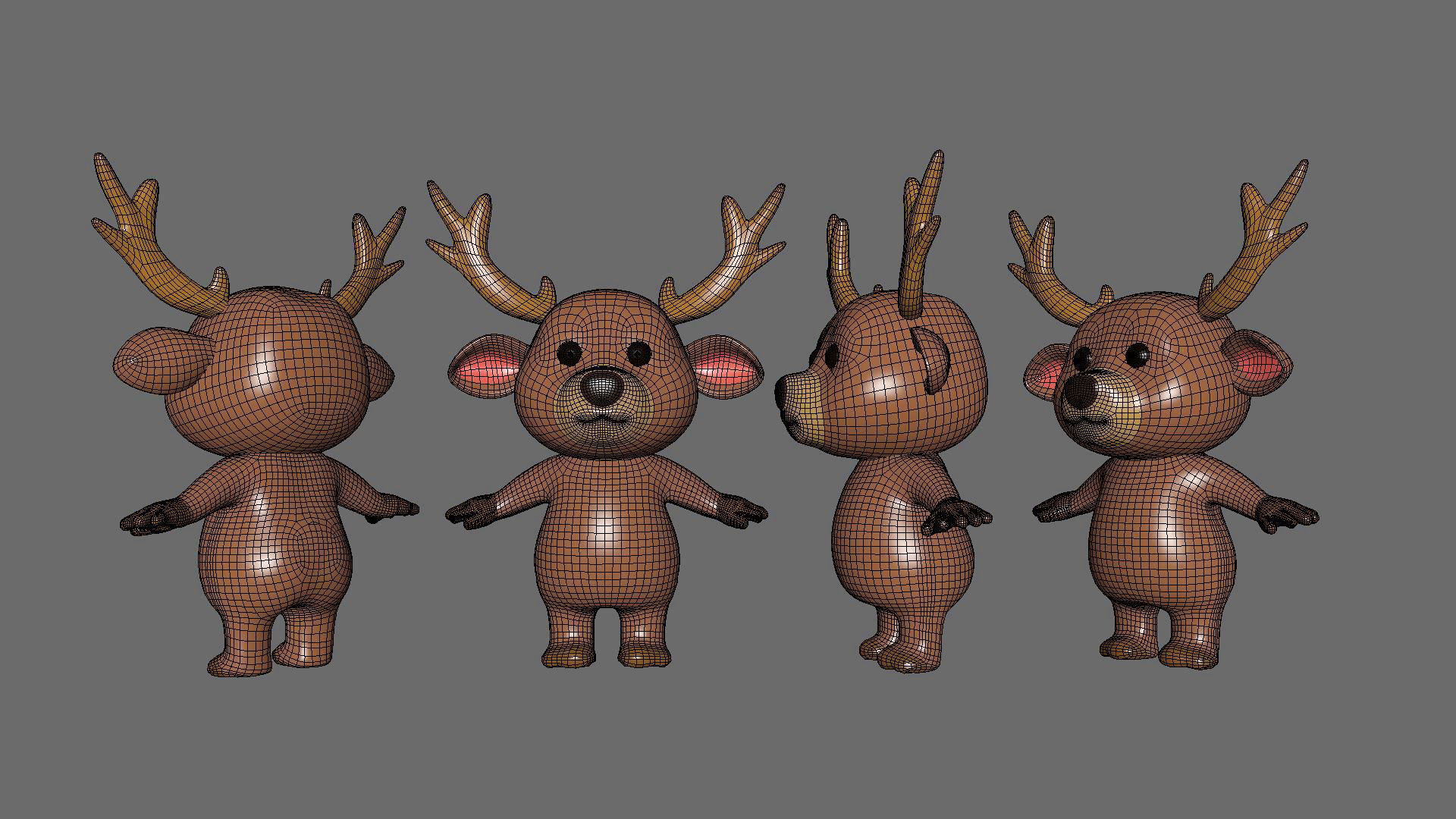 High-Quality 3D Cartoon Deer Low-poly 3D model_7