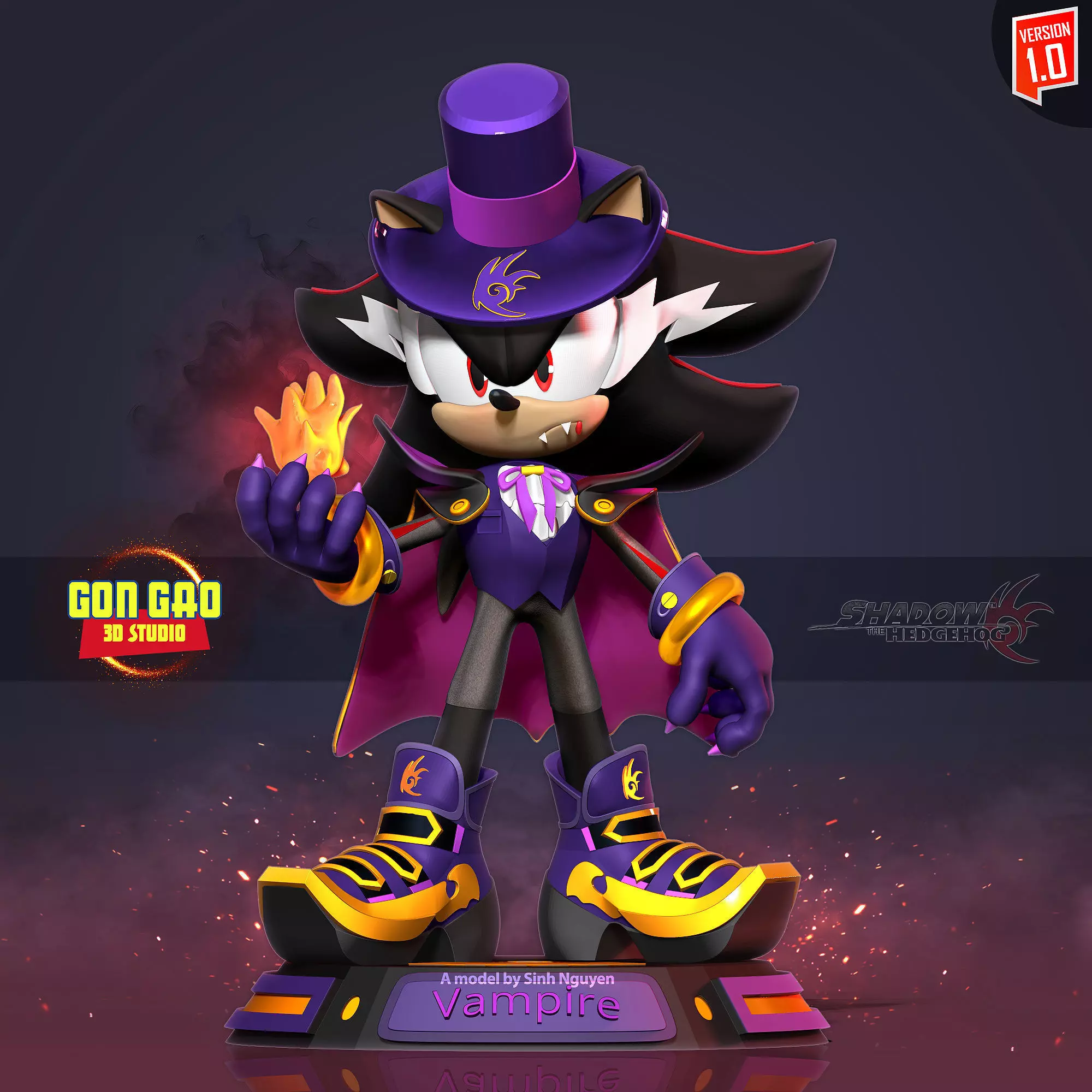Vampire Shadows the hedgehog 3D print model_0
