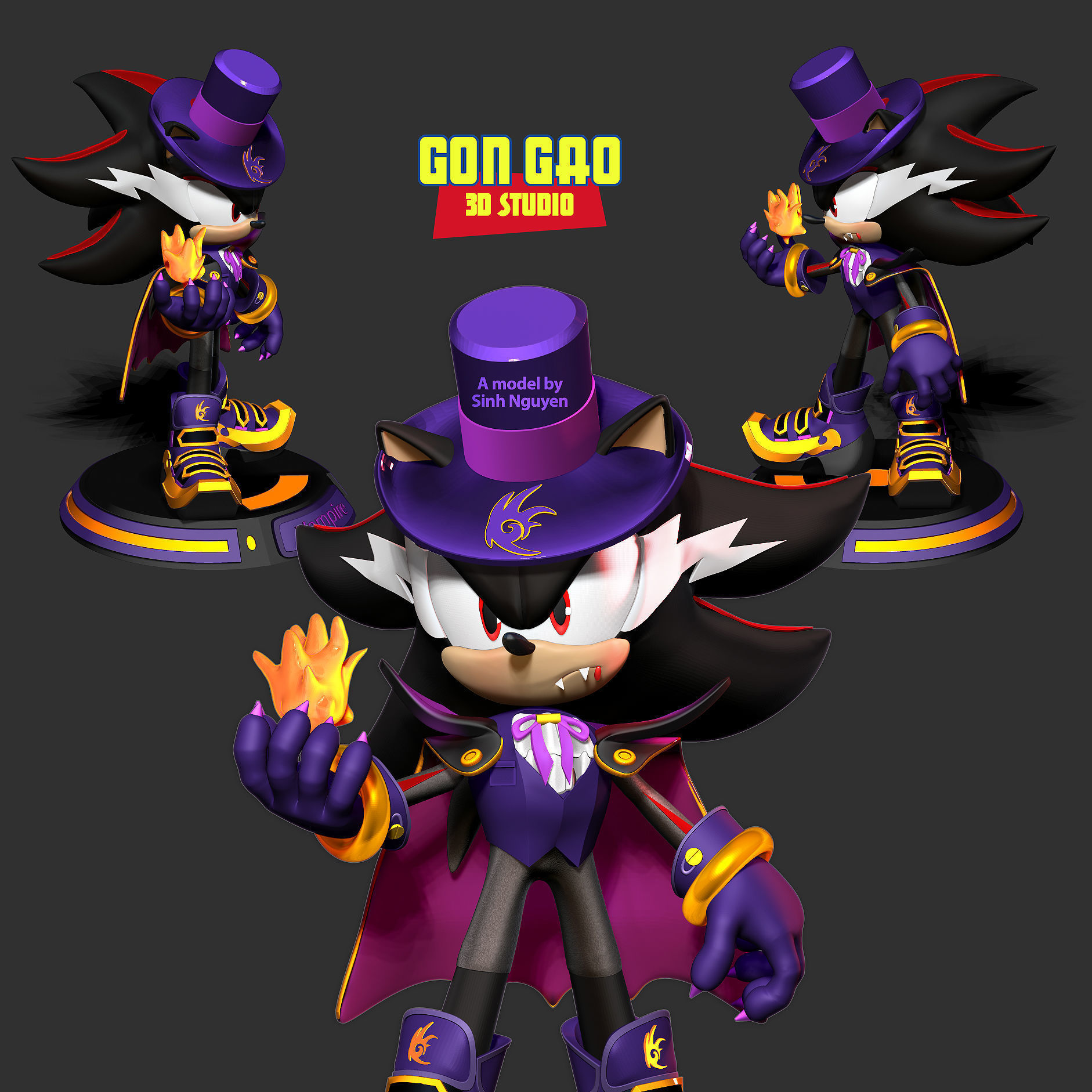 Vampire Shadows the hedgehog 3D print model_1