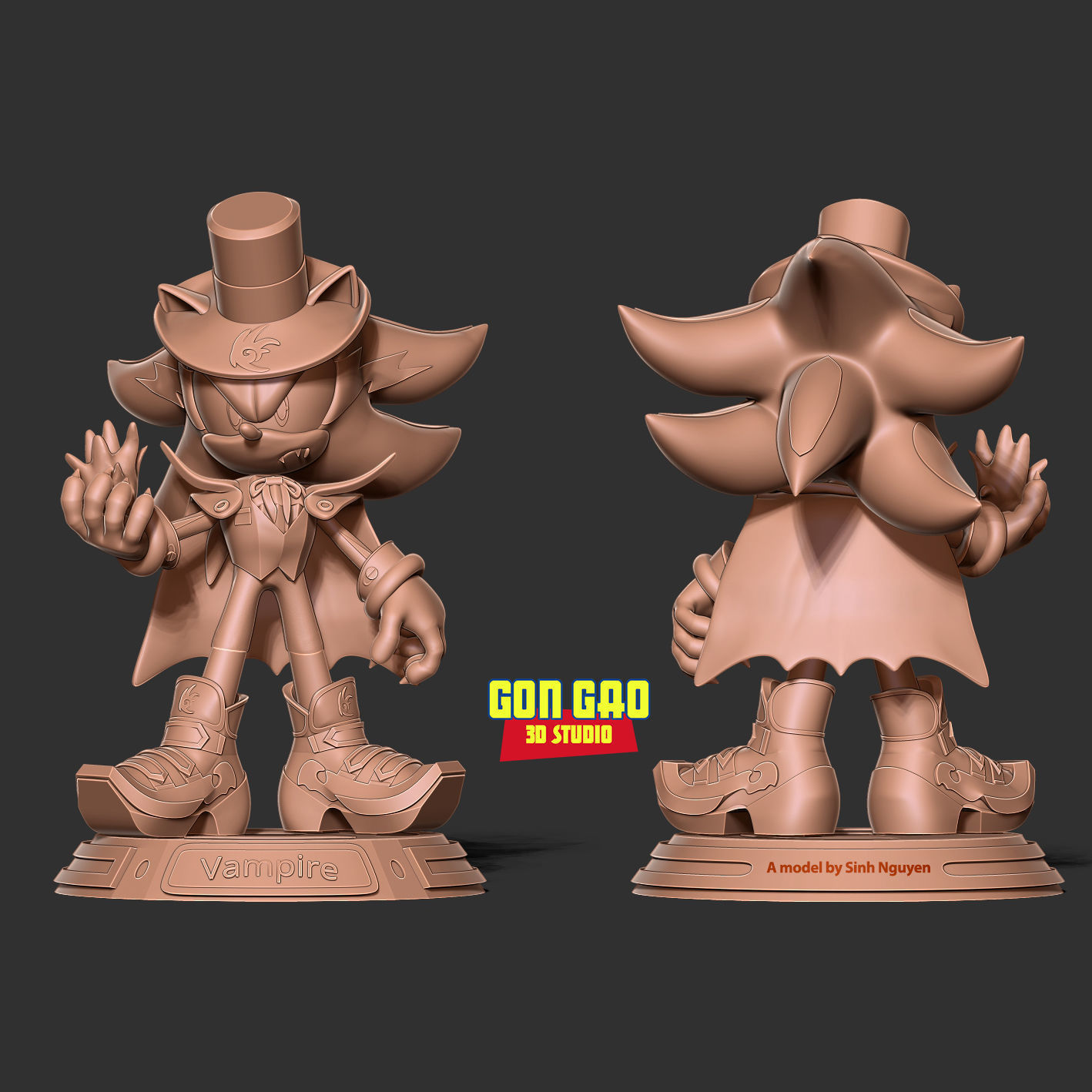 Vampire Shadows the hedgehog 3D print model_4