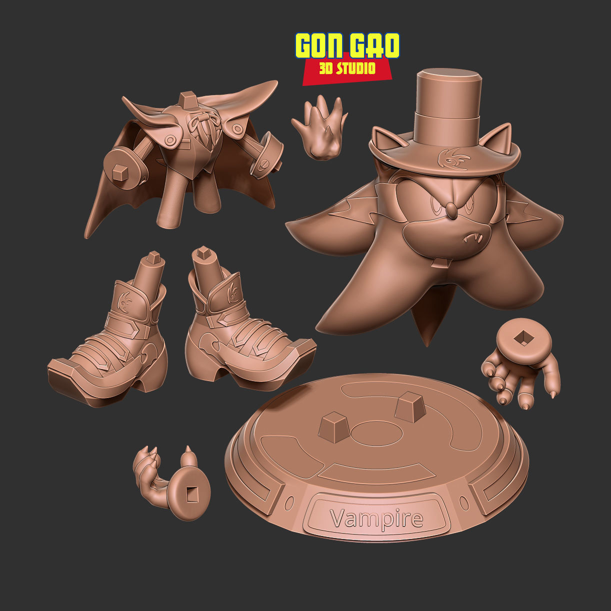 Vampire Shadows the hedgehog 3D print model_2