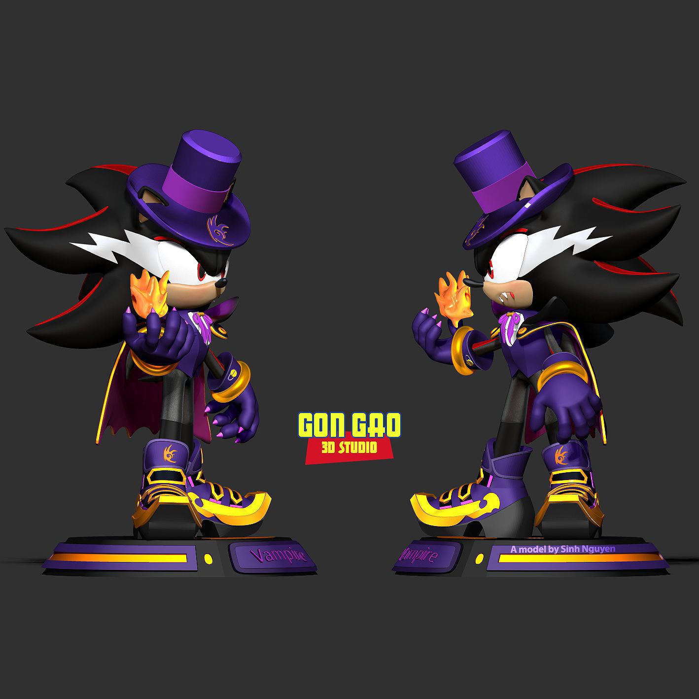Vampire Shadows the hedgehog 3D print model_3