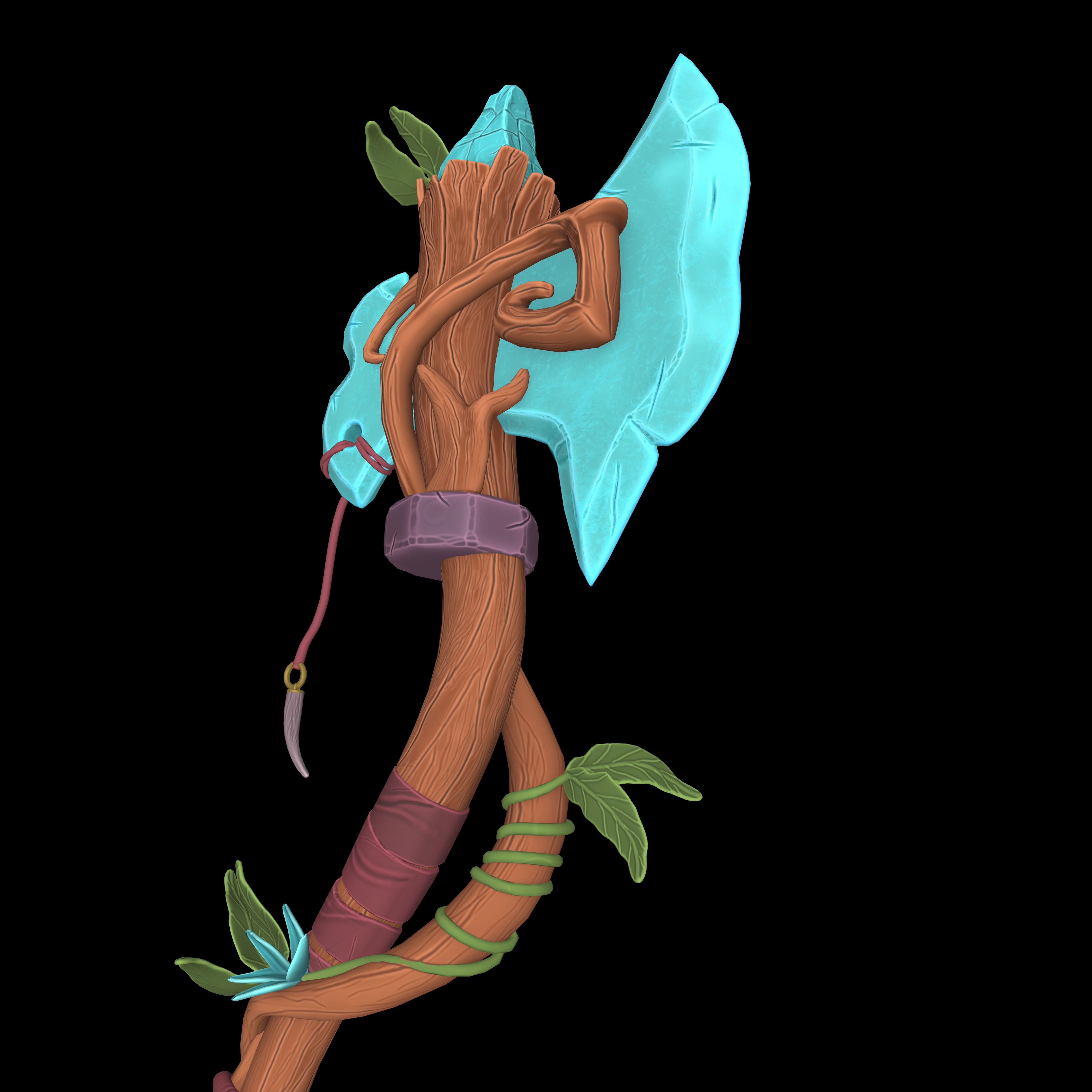 stylized 3D axe Low-poly 3D model_11