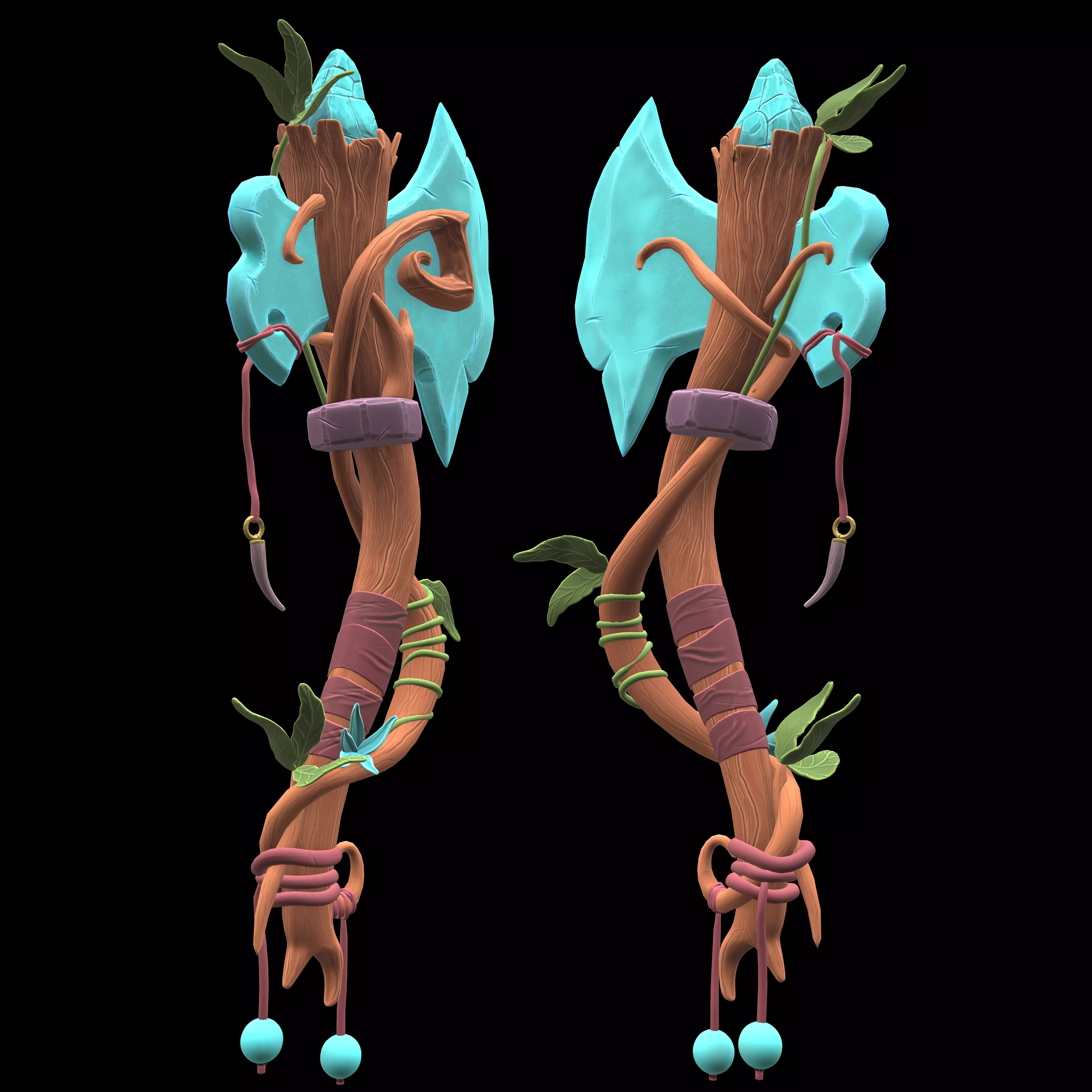 stylized 3D axe Low-poly 3D model_0