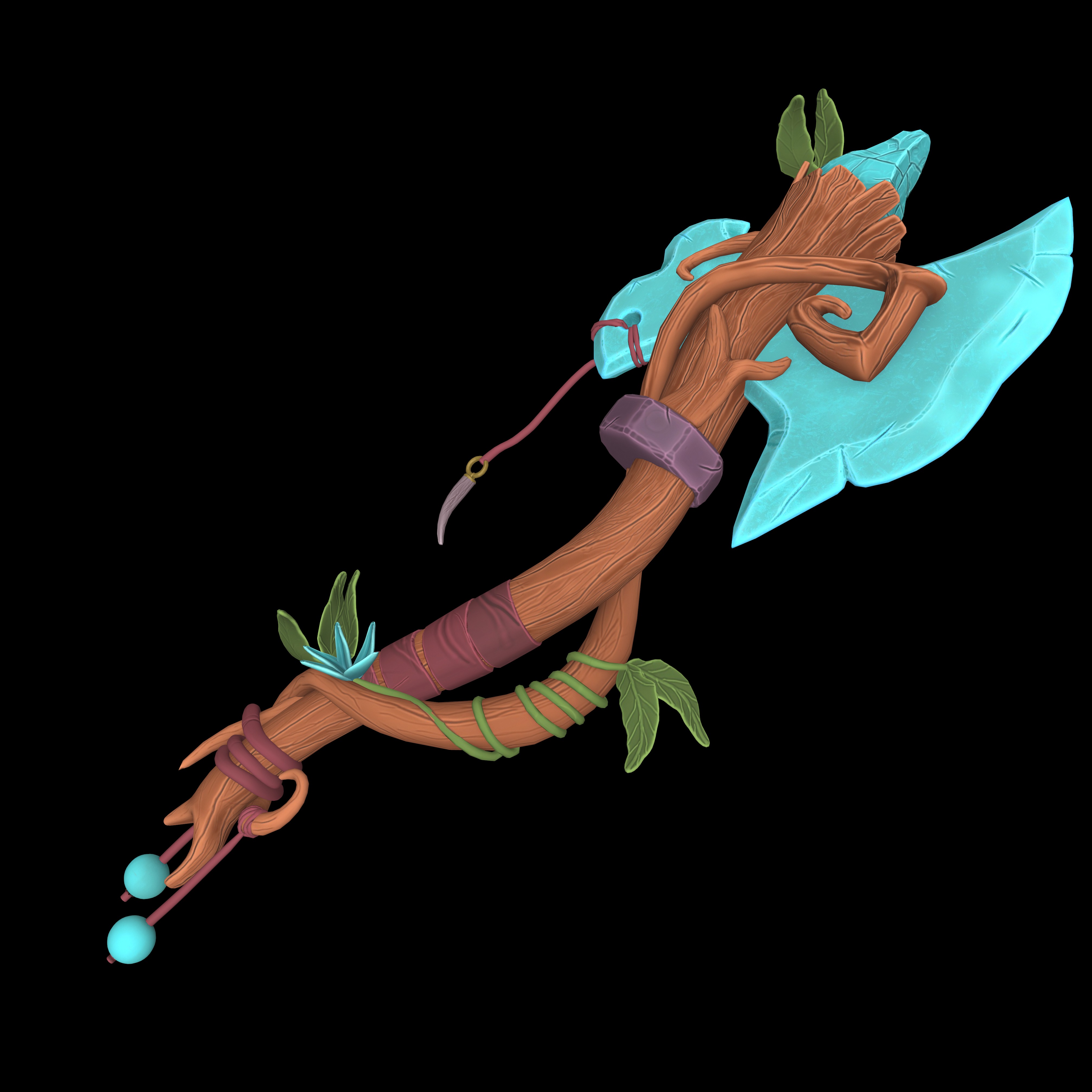 stylized 3D axe Low-poly 3D model_3