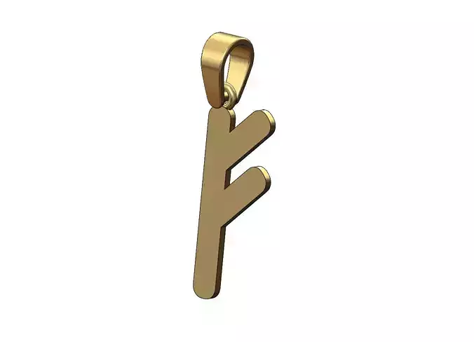 Fehu viking runes initials alphabet pendant charm bail 3D print model