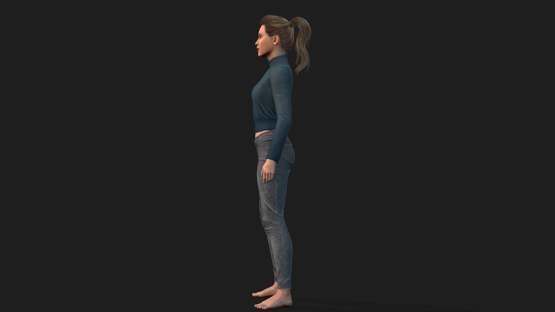 Model of a Realistic Woman for Games Animation and Renderings 3D model_5