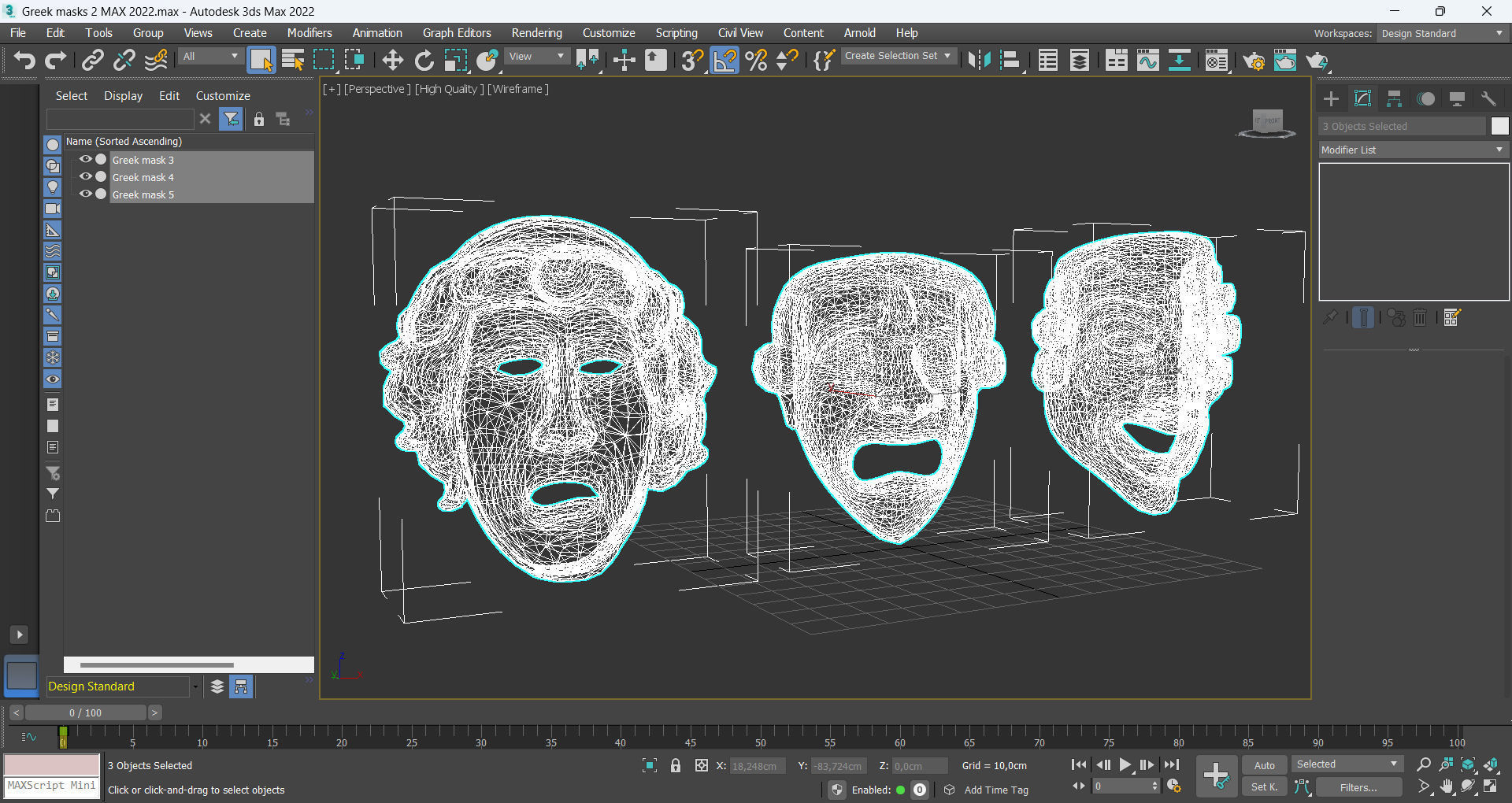 Greek theater masks 2 Low-poly 3D model_12