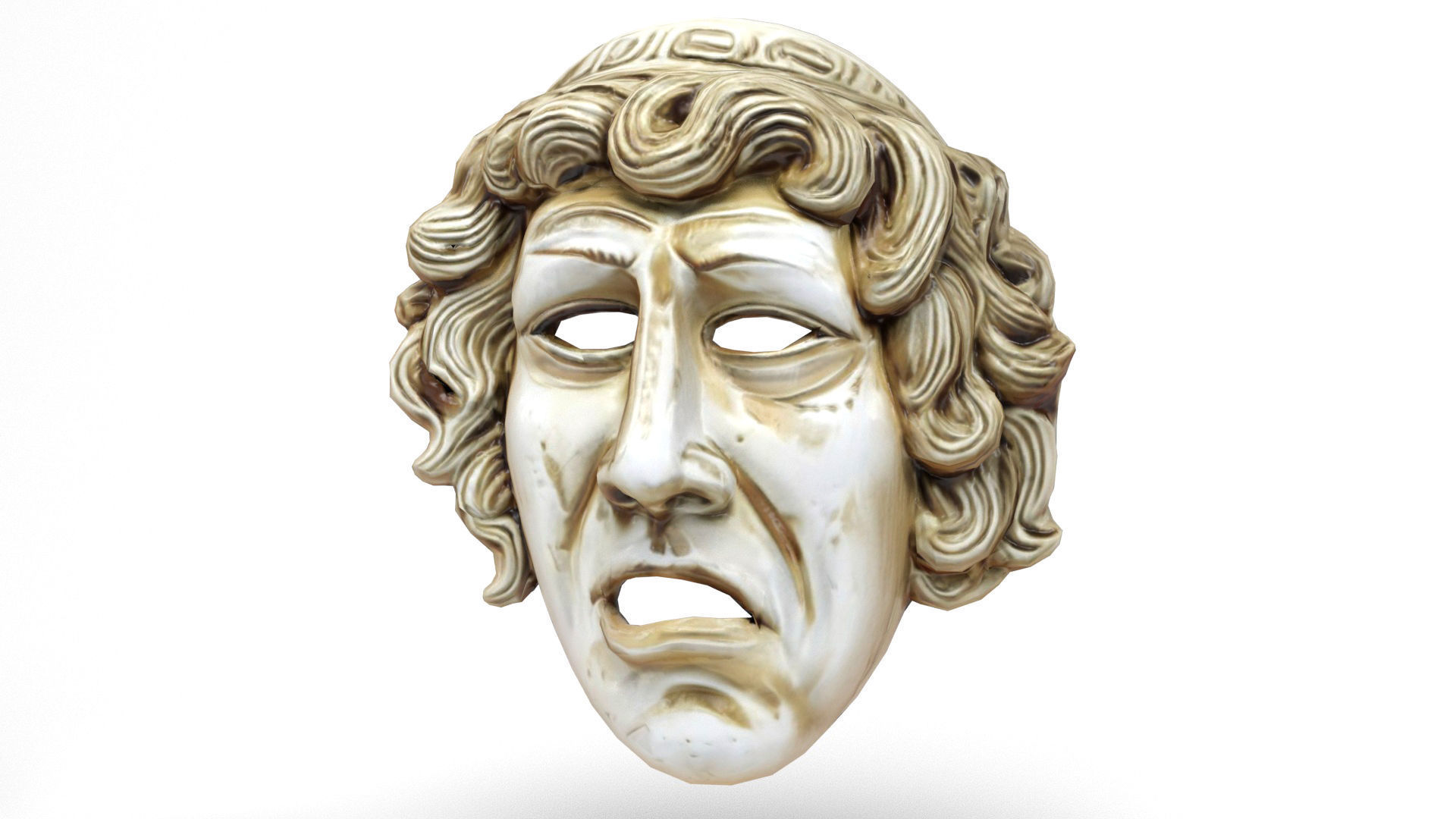 Greek theater masks 2 Low-poly 3D model_8