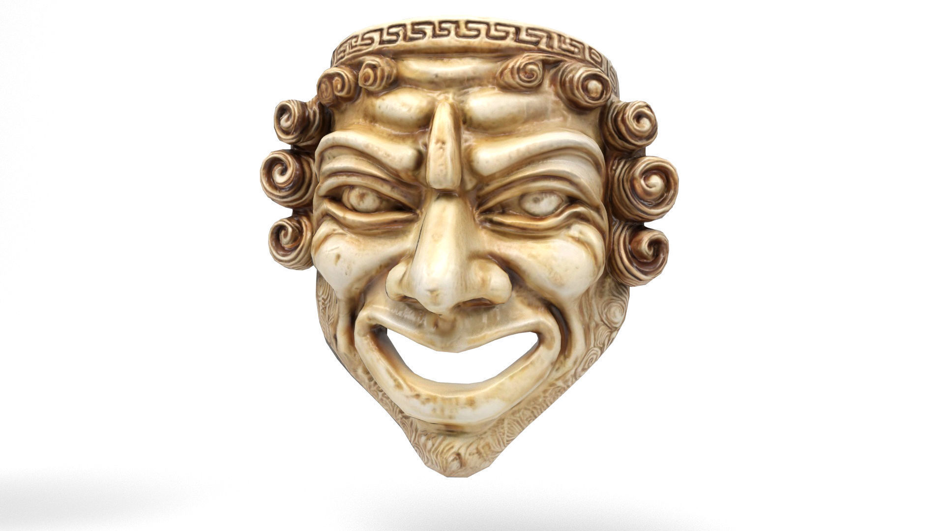 Greek theater masks 2 Low-poly 3D model_9