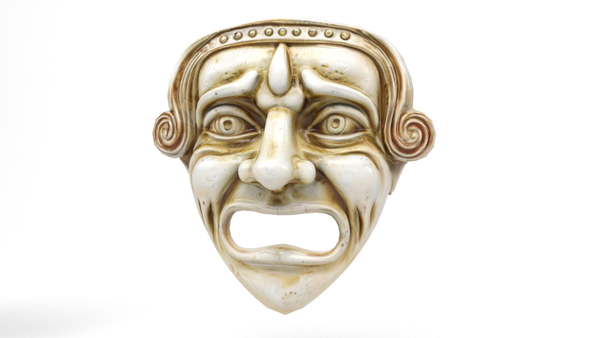 Greek theater masks 2 Low-poly 3D model_7