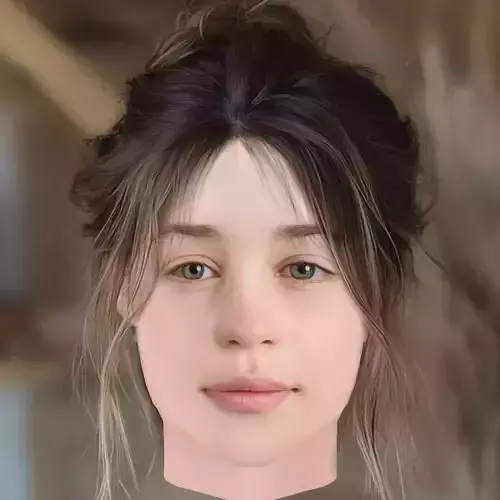 Emilia Clarke - No Hair - Low poly head for game 