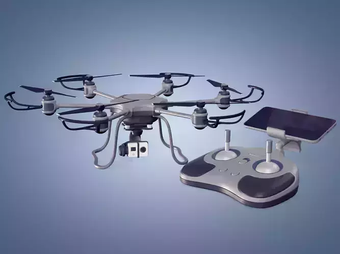 Generic Hexacopter Drone - UAV Quadcopter Controller Camera Hexa Low-poly 3D model