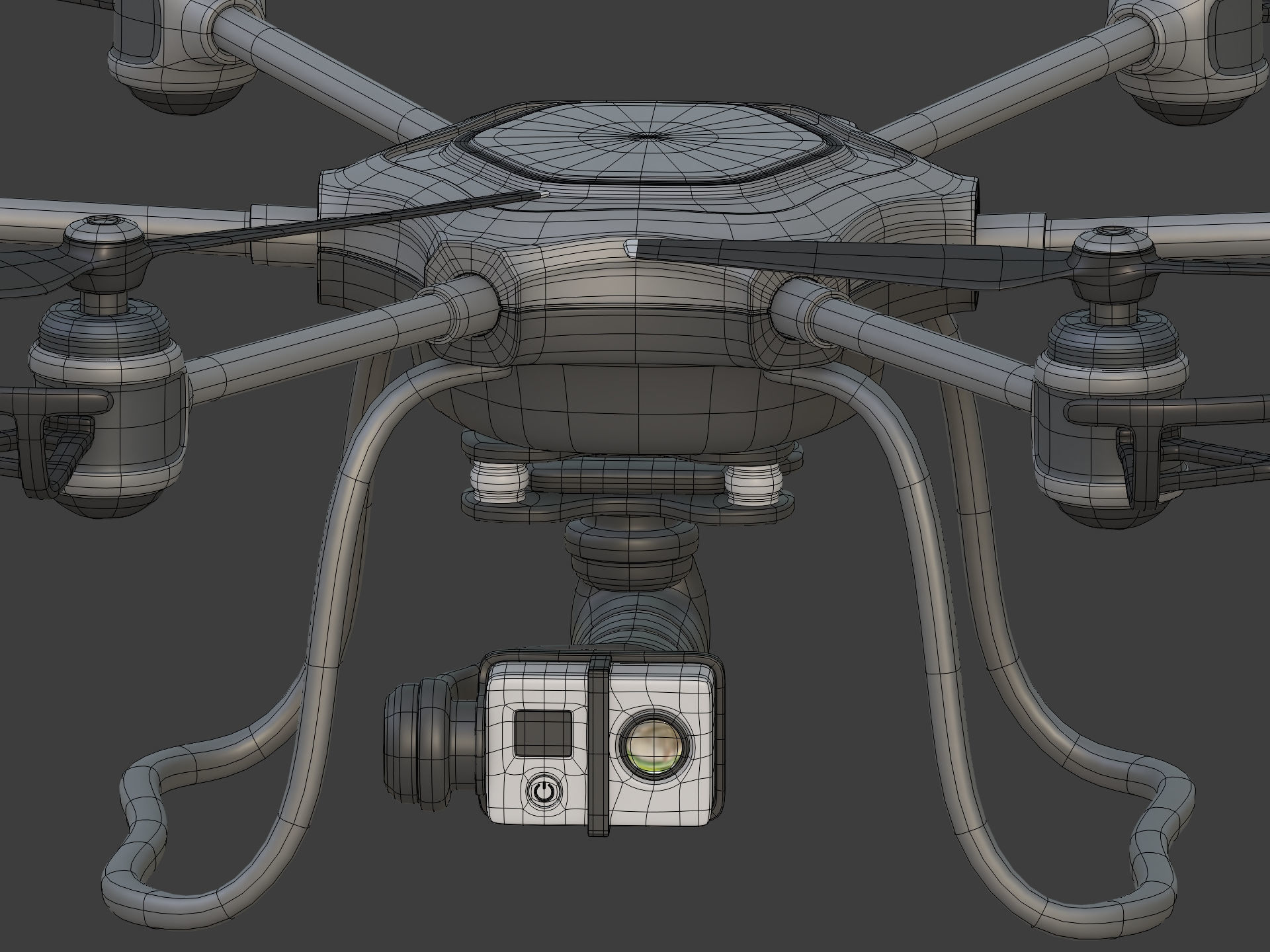 Generic Hexacopter Drone - UAV Quadcopter Controller Camera Hexa Low-poly 3D model_19