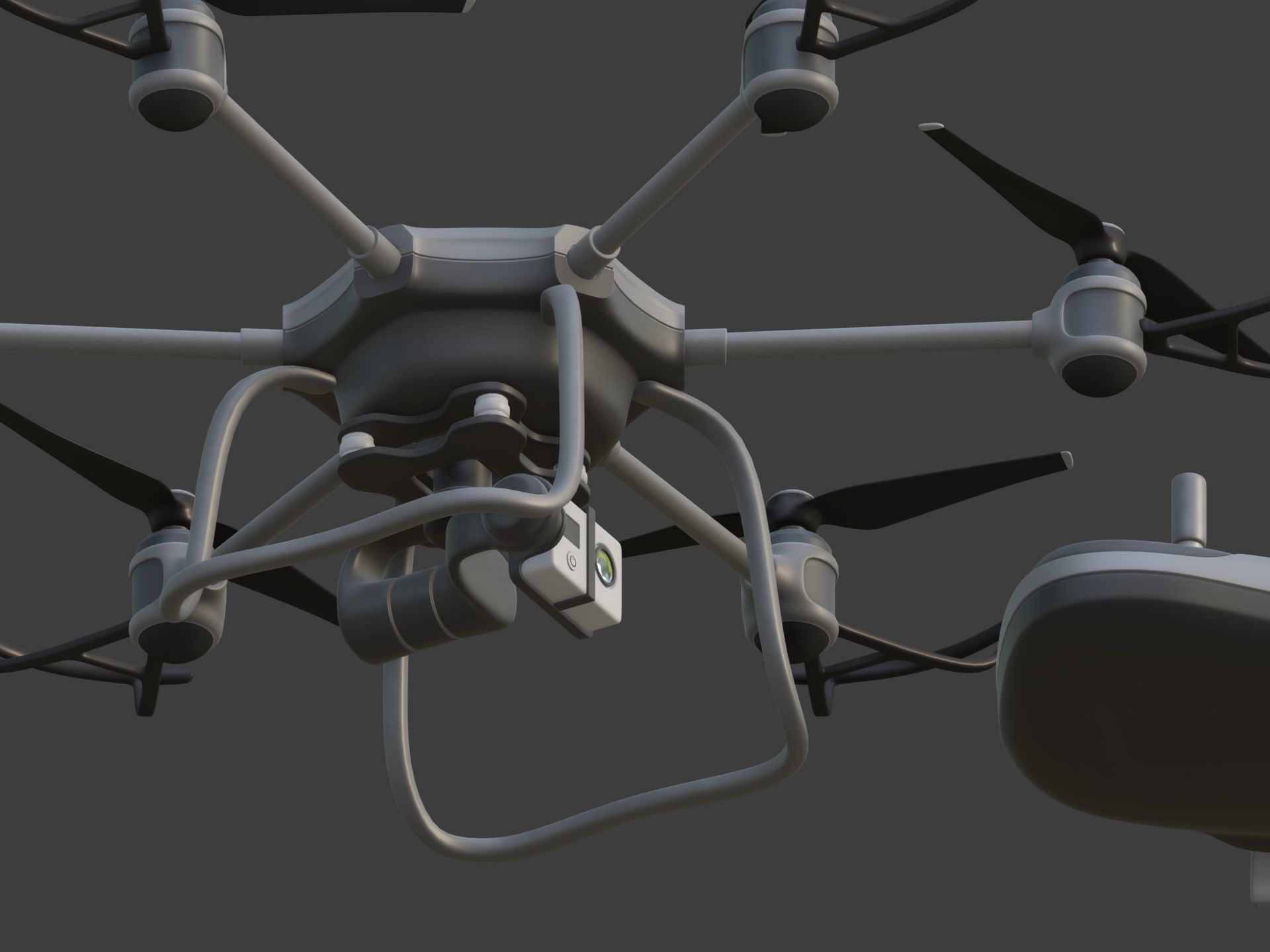 Generic Hexacopter Drone - UAV Quadcopter Controller Camera Hexa Low-poly 3D model_10