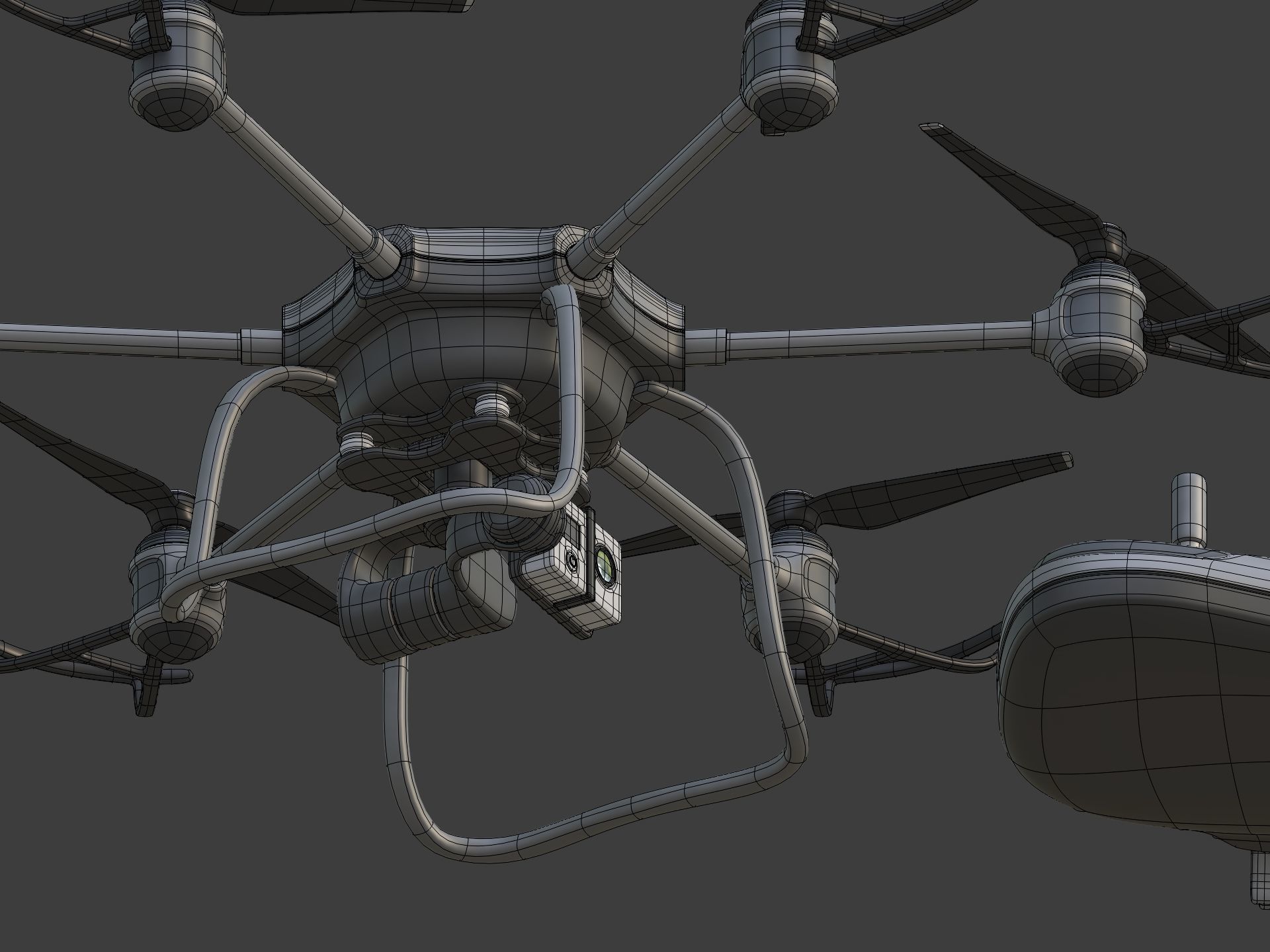 Generic Hexacopter Drone - UAV Quadcopter Controller Camera Hexa Low-poly 3D model_11