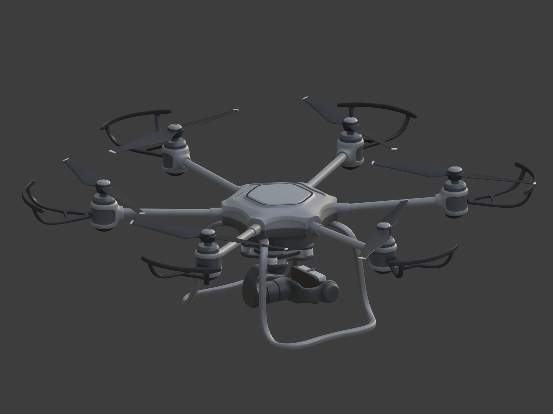 Generic Hexacopter Drone - UAV Quadcopter Controller Camera Hexa Low-poly 3D model_14