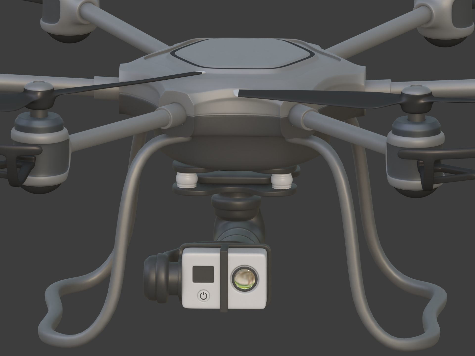 Generic Hexacopter Drone - UAV Quadcopter Controller Camera Hexa Low-poly 3D model_18