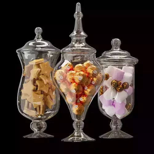 Glass jar with sweets interior decoration 3D model