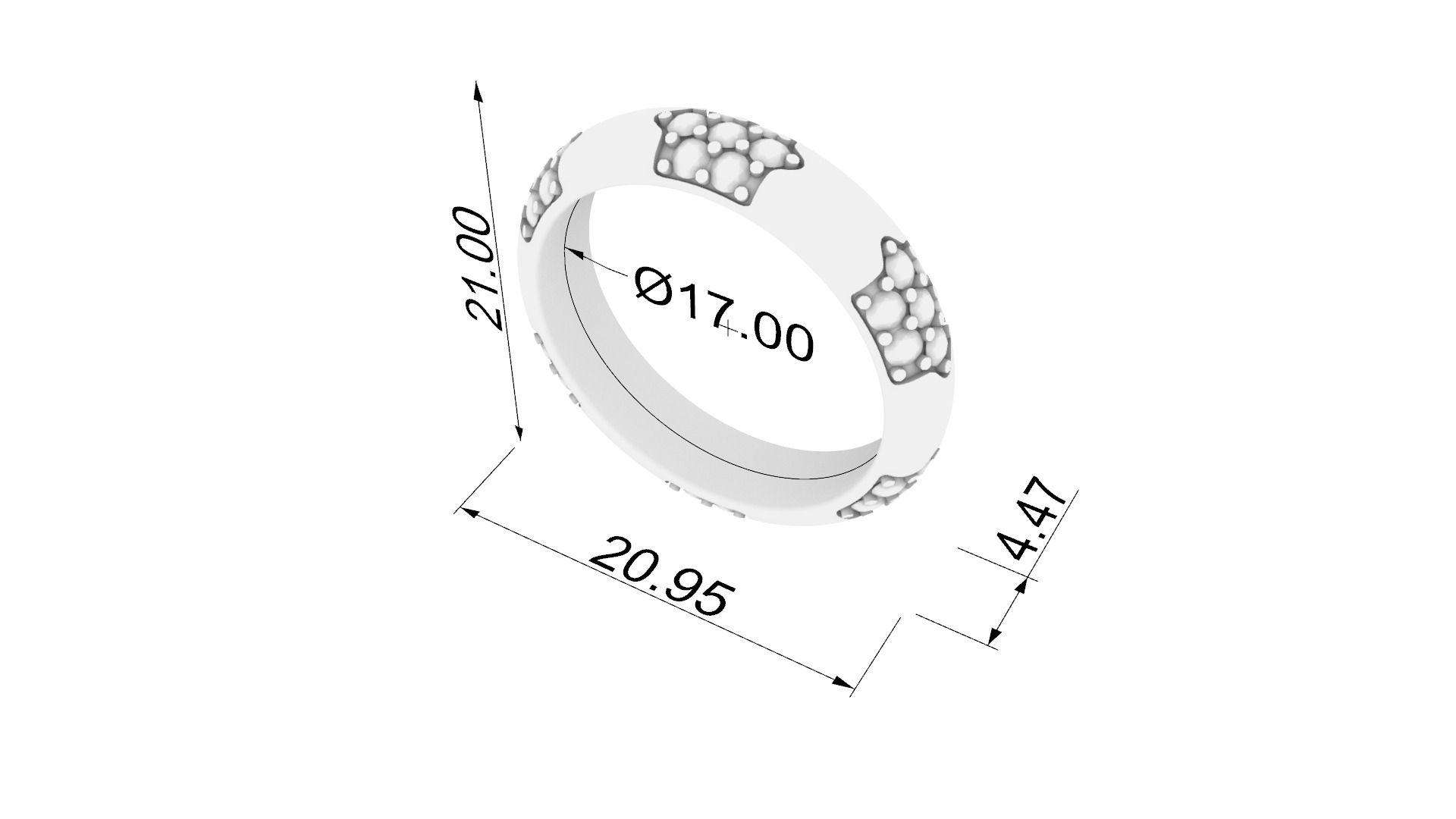 Radiant Cluster Gem Ring JDBCo 3D print model_1